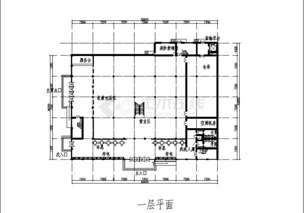 连云港三套超市综合楼建筑设计施工cad图纸（含设计说明）-图一