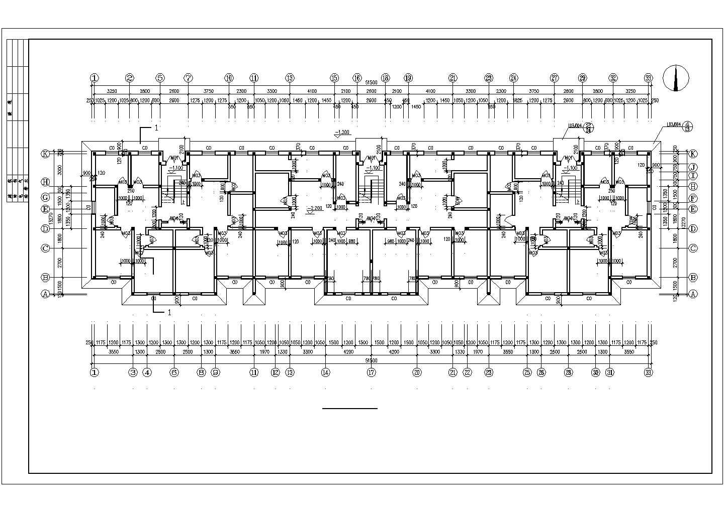 广州某小区3180平米五层砖混结构住宅楼全套建筑设计CAD图纸