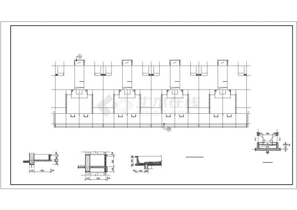 某小区占地730平米6层砌体结构商住楼平立剖面设计CAD图纸（底层商铺）-图二