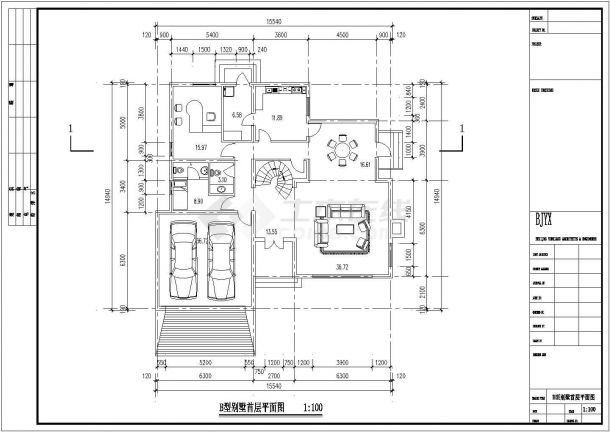 某城市高档别墅建筑方案经典户型设计施工CAD图纸-图二