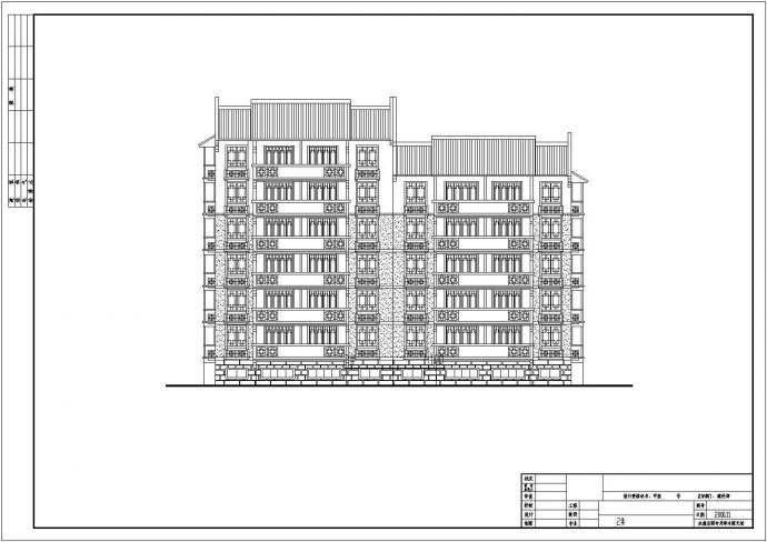 成都市某小区2850平米6层砖混结构住宅楼平立剖面设计CAD图纸_图1