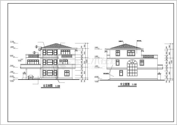 某城市多层高档小别墅建筑方案经典户型设计施工CAD图纸-图二