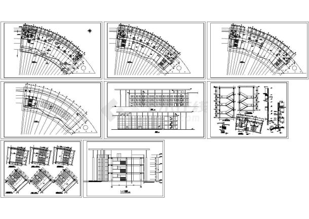 长65米 宽20米 3层弧形酒店建筑施工图-图一