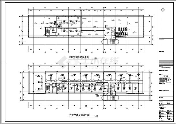 办公楼设计_苏州某15000平米七层车管所办公楼通风空调设计cad图纸-图二