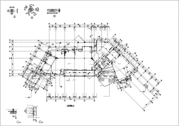 合肥市某小区1900平米2层框架结构商务会所砌体建筑设计CAD图纸_图1