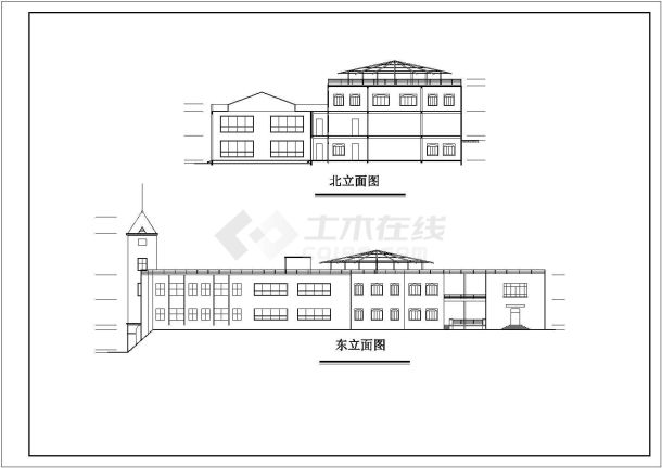 汾阳市某商业街2200平米3层框架结构商务会所平立剖面设计CAD图纸-图一