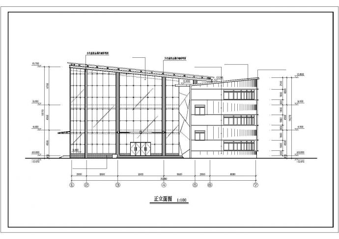 盐城市某小区2100平米3层框混结构休闲活动会所平立剖面设计CAD图纸_图1