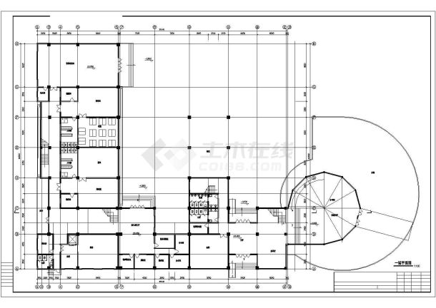 长沙市某2200平米3层框架结构现代幼儿园平立剖面设计CAD图纸-图一