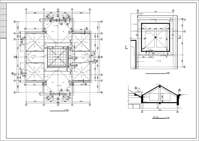 武汉某小区53x31米左右3层框架结构休闲会所全套建筑设计CAD图纸_图1
