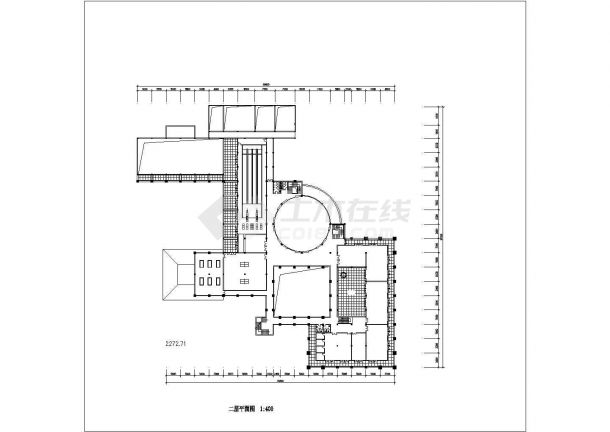 合肥市某度假区94x89米左右2层框混结构休闲会所平立剖面设计CAD图纸-图一