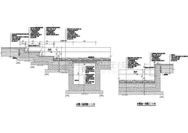 某经典的水景池剖面布置图-图一
