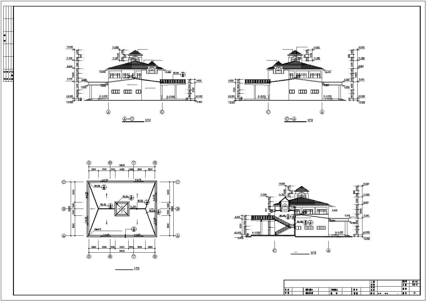 兰州某小区3层框架结构休闲会所平面设计CAD图纸