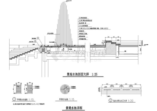 景观水池平面CAD套图1-图二