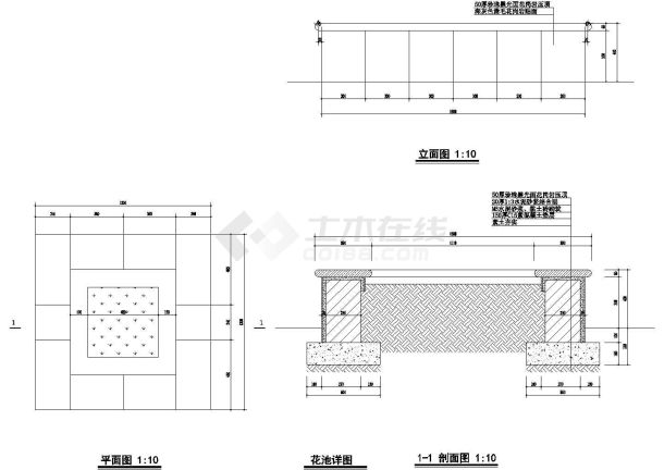 某市酒店标准花池cad设计图-图二