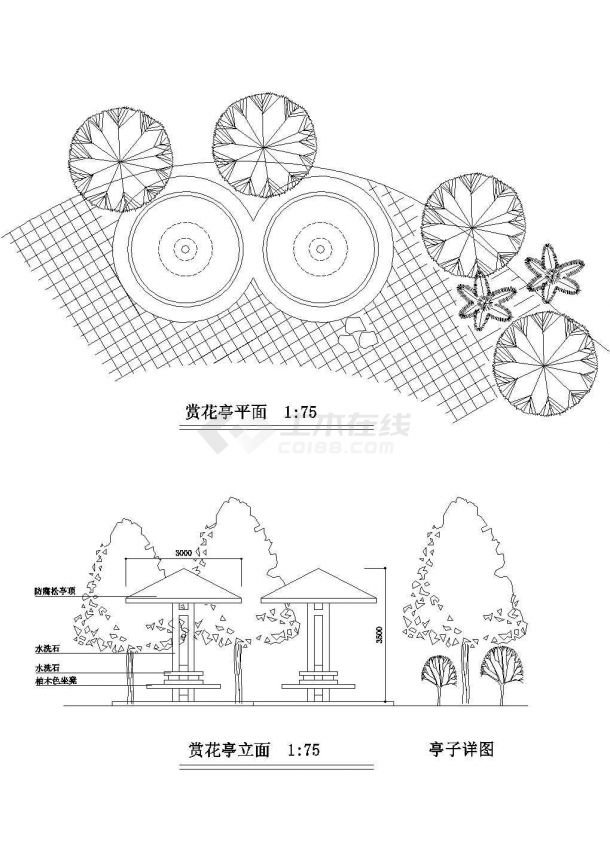 亭子详图剖面CAD参考图-图二