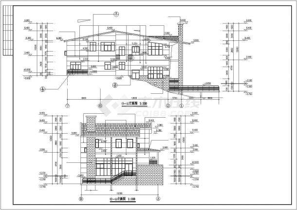 临水别墅详细设计施工全套建筑平立面CAD图纸-图一