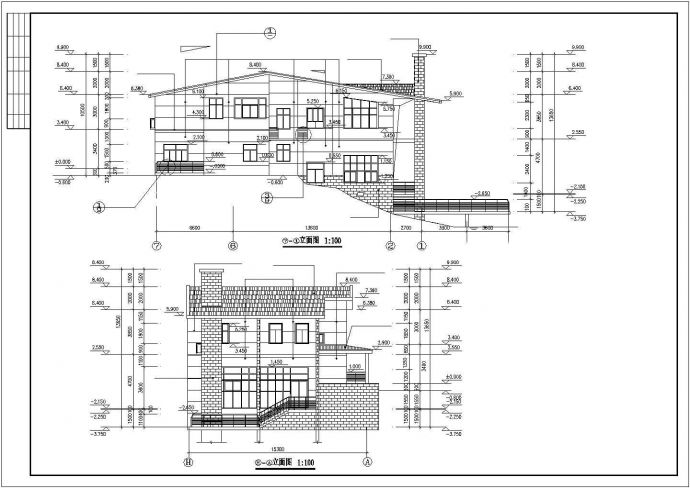 临水别墅详细设计施工全套建筑平立面CAD图纸_图1