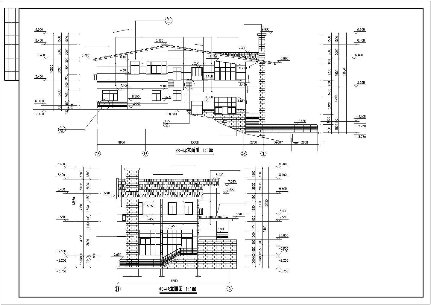 临水别墅详细设计施工全套建筑平立面CAD图纸