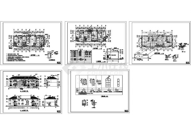 合肥市私人二层别墅建筑施工cad图纸-图二
