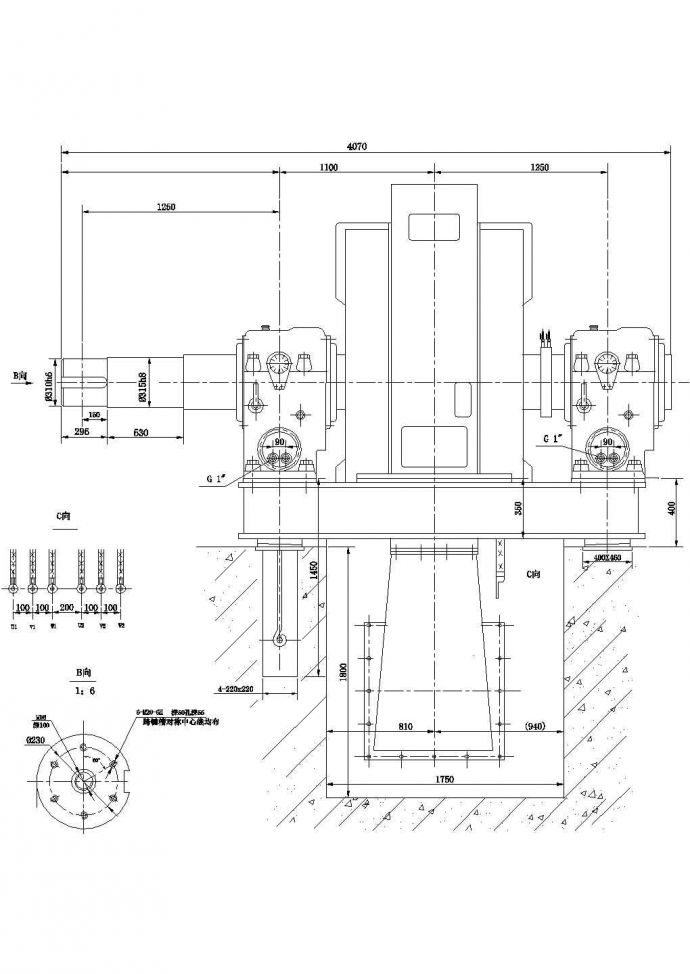 某工程SFW1600-8_1430发电机外形图_图1