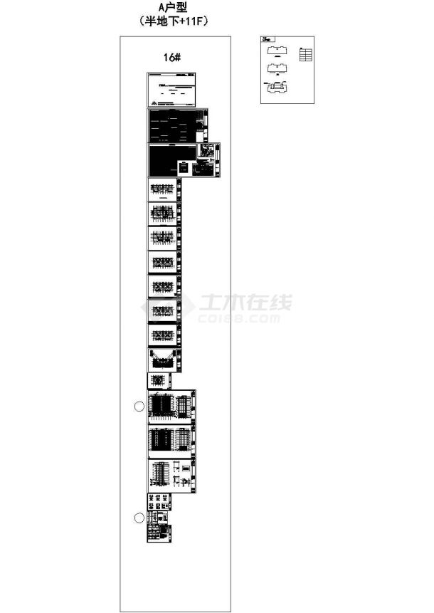 符合新防火规范的户型cad-2019.03月【 一梯 两户两单元-两房两厅一卫-标准层374平米 梯北侧。一字型。11F 全套平立剖含说明大样】-图一