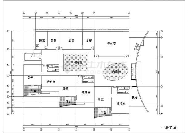 苏州市某附属幼儿园2200平米3层框架结构教学楼平立剖面设计CAD图纸-图一