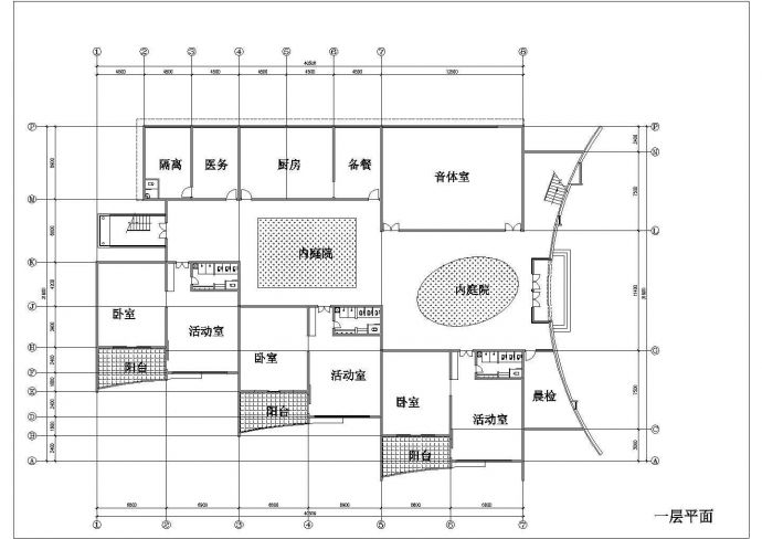 苏州市某附属幼儿园2200平米3层框架结构教学楼平立剖面设计CAD图纸_图1