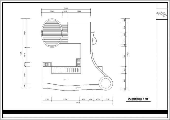 某现代化小区2900平米4层框架结构社区幼儿园平立剖面设计CAD图纸_图1