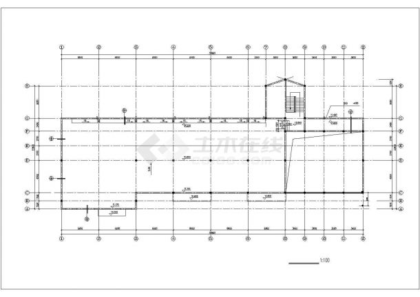 盐城市某社区幼儿园2500平米3层框架结构教学楼平立剖面设计CAD图纸-图一