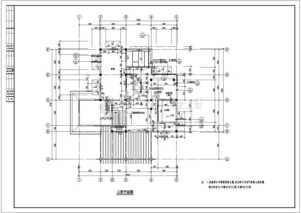 某别墅施工全套建筑平剖面CAD图纸-图二