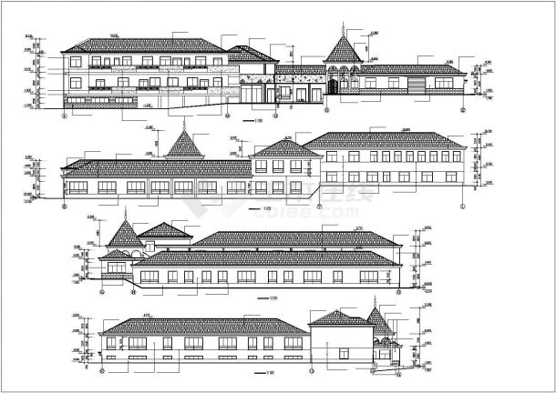 长沙某社区占地15702层框架结构艺术幼儿园平立剖面设计CAD图纸-图一