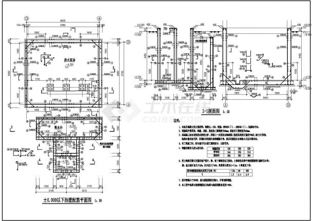 某工程泵房结构设计施工图纸-图一