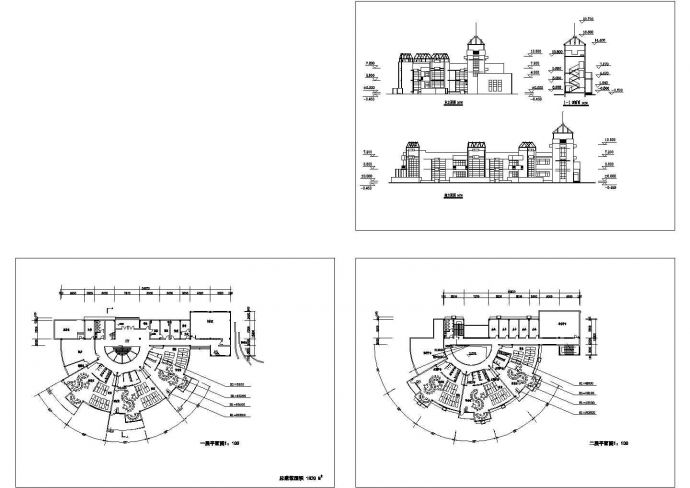 1820平米2层幼儿园教学楼建筑设计施工cad图纸，共三张_图1