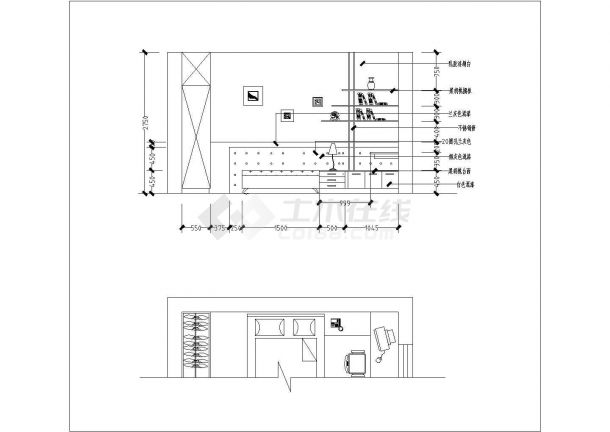 某书架衣柜CAD完整平面设计立面图-图一