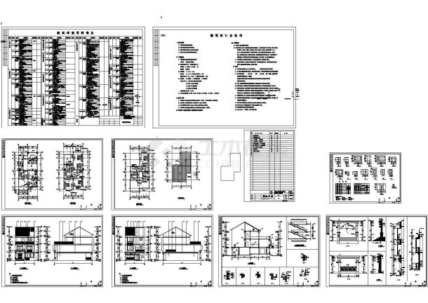 广东省某地三层别墅建筑设计施工CAD全套图纸-图一