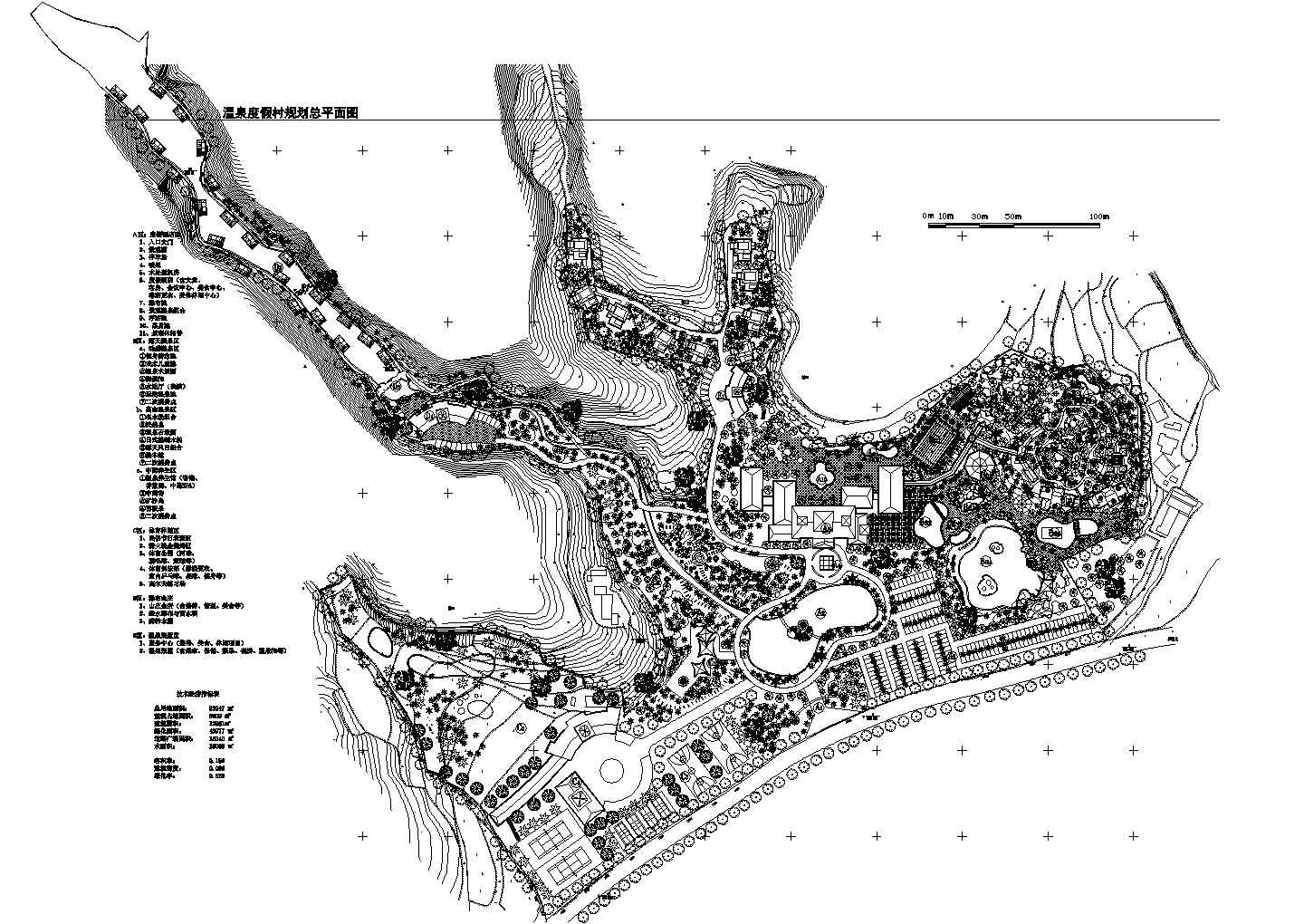 高级温泉度假村景观总规划平面设计CAD图纸