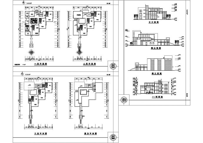 1793平米3层幼儿园教学楼建筑设计施工cad图纸，共三张_图1