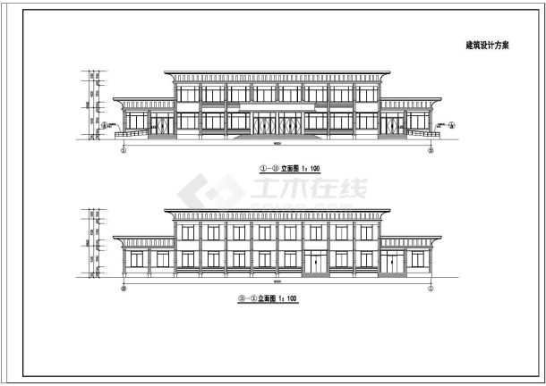 某餐厅建筑设计cad方案施工图-图二