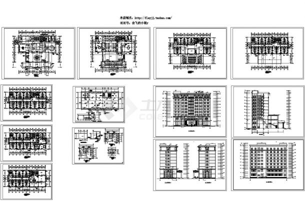10层宾馆综合楼设计建筑施工cad图纸，共十三张-图一