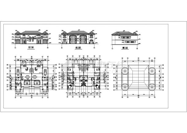 河北省欧式别墅建筑设计方案cad图纸-图一