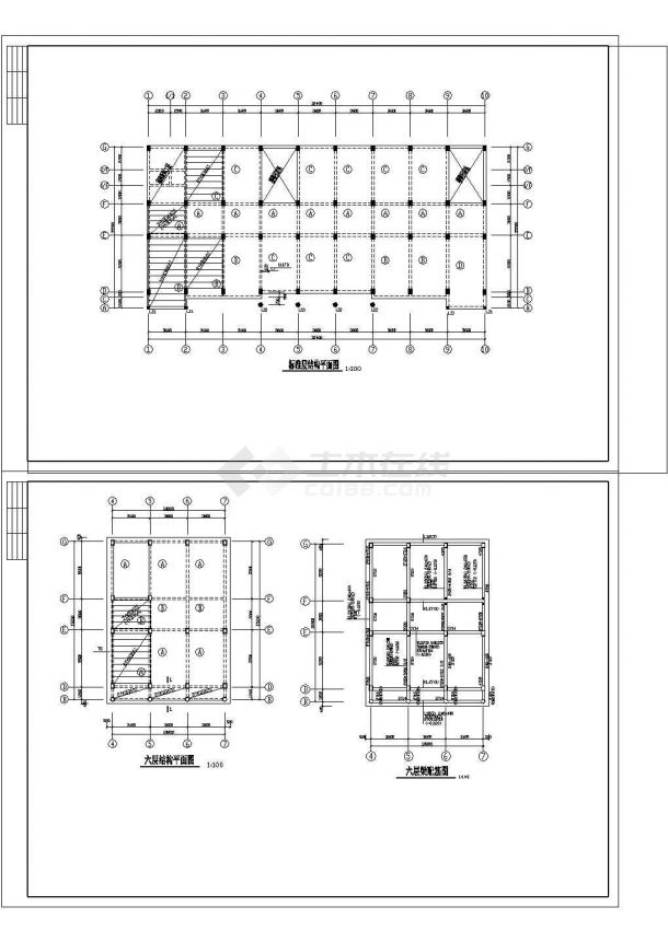 四层框架办公楼建筑结构施工图-图一