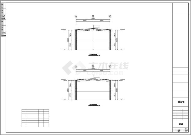 双层楼房12x45米钢结构CAD-图二