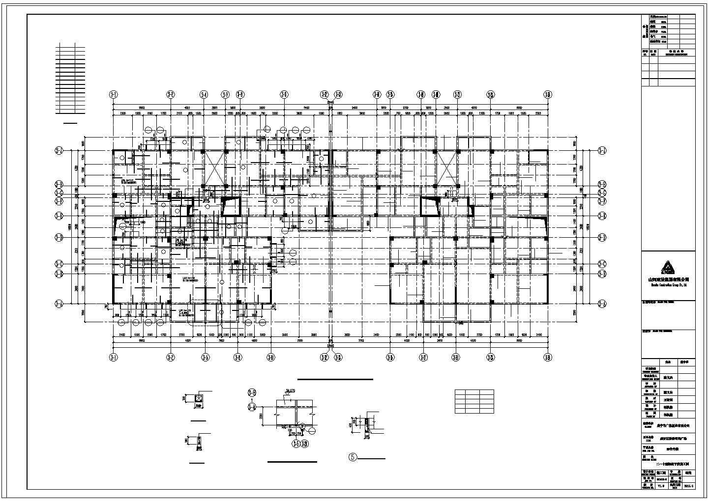时尚广场12层钢混框剪结构住宅楼结构设计CAD施工图