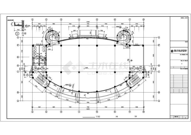 某小区3300平米3层框架结构社区会所建筑设计CAD图纸-图一