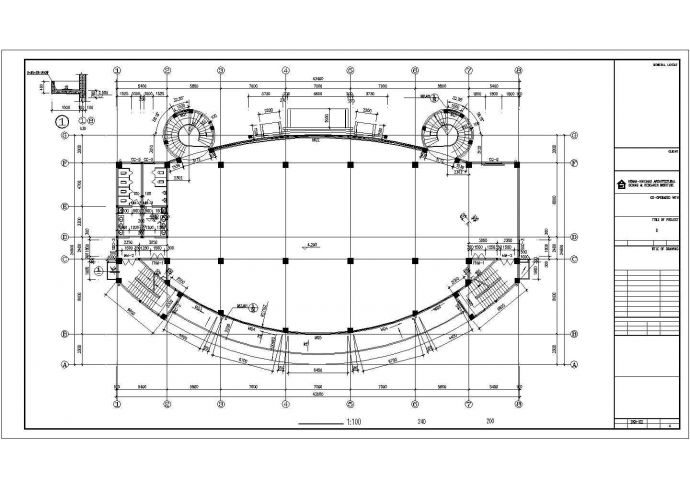 某小区3300平米3层框架结构社区会所建筑设计CAD图纸_图1