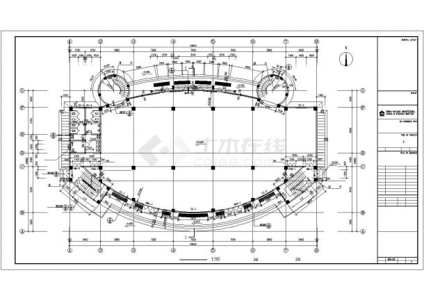 某小区3300平米3层框架结构社区会所建筑设计CAD图纸-图二