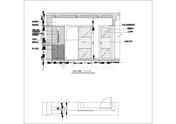 某书架衣柜CAD设计完整平面立面图-图二