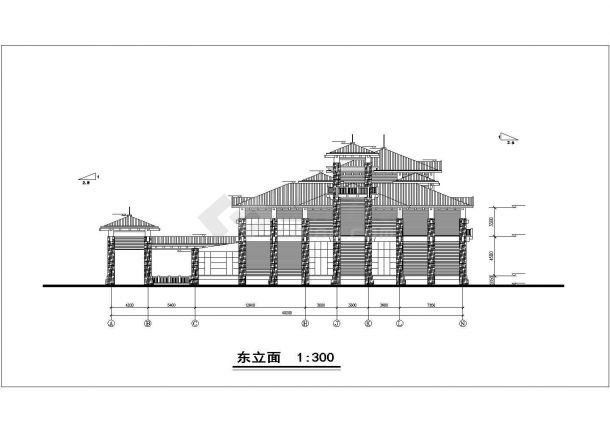 南京某小区1850平米3层混合结构社区活动会所平立剖面设计CAD图纸-图一