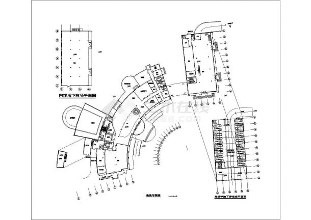 杭州某居住区2150平米3层框架结构休闲会所平立剖面设计CAD图纸-图一