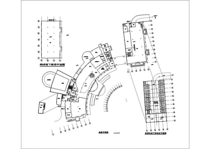 杭州某居住区2150平米3层框架结构休闲会所平立剖面设计CAD图纸_图1